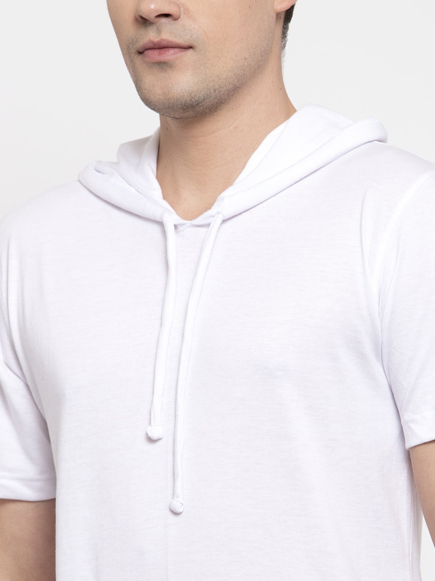 Men's Half Sleeves Solid Hoody T-shirt - Friskers