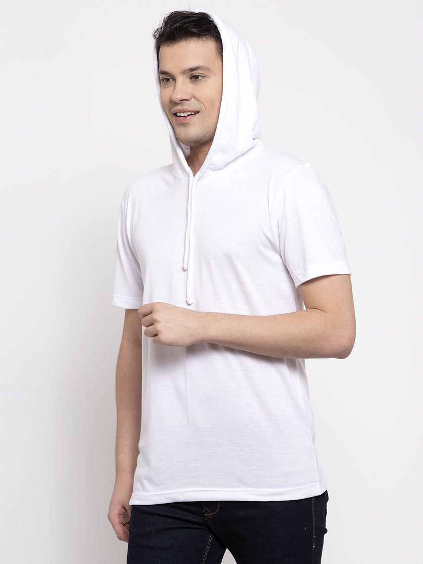 Men's Half Sleeves Solid Hoody T-shirt - Friskers