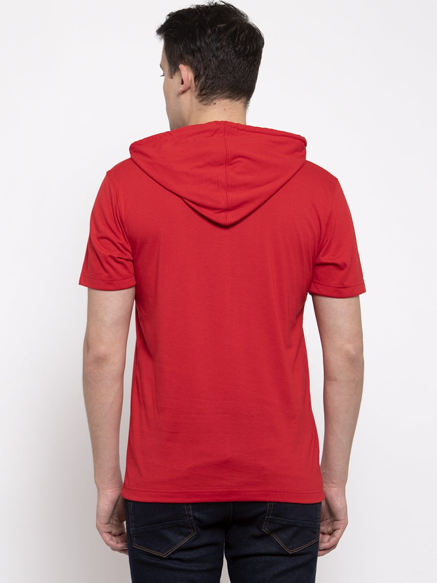 Men's Half Sleeves Solid Hoody T-shirt - Friskers