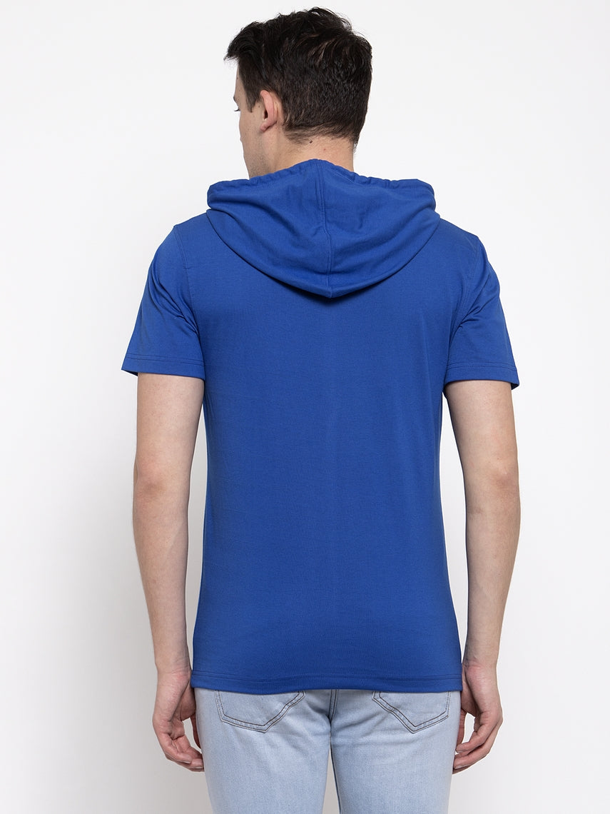 Men's Half Sleeves Solid Hoody T-shirt - Friskers