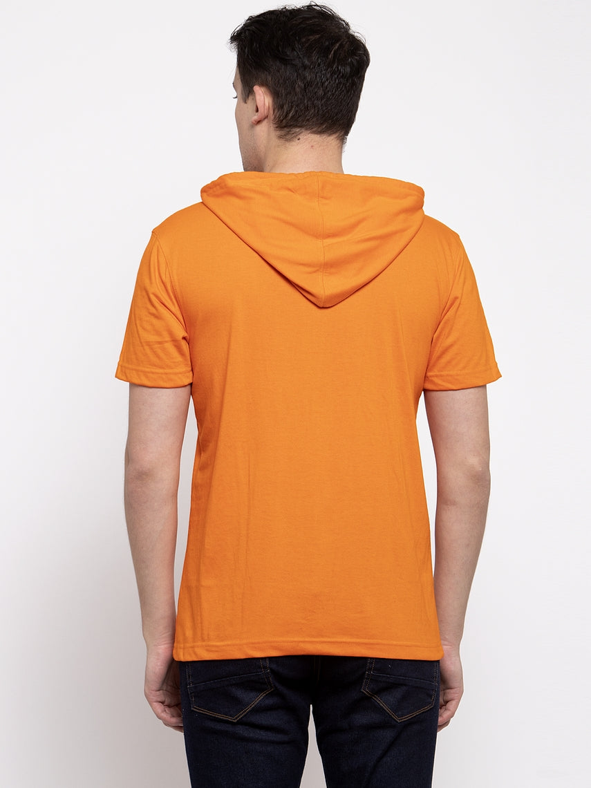 Men's Half Sleeves Solid Hoody T-shirt - Friskers