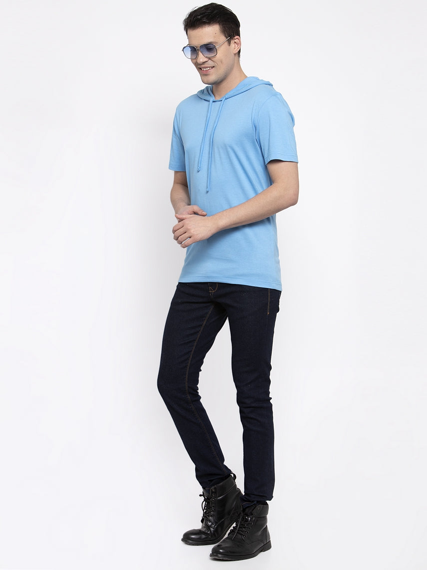 Men's Half Sleeves Solid Hoody T-shirt - Friskers
