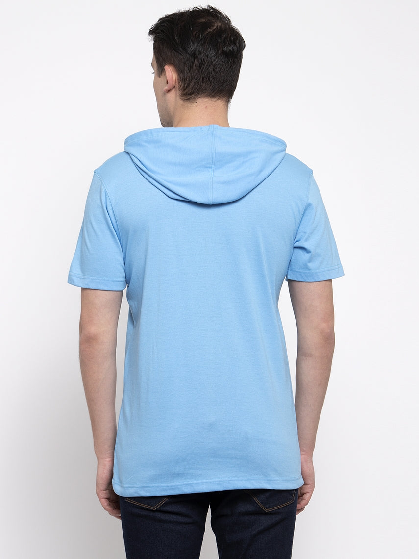 Men's Half Sleeves Solid Hoody T-shirt - Friskers