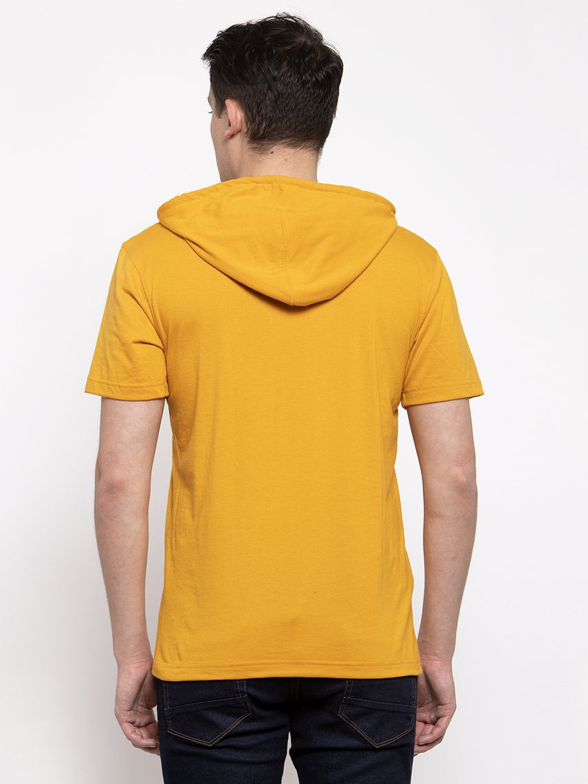 Men's Half Sleeves Solid Hoody T-shirt - Friskers