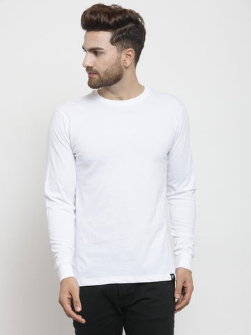 Men Solid Round Neck with rib Full Sleeve T-shirt - Friskers