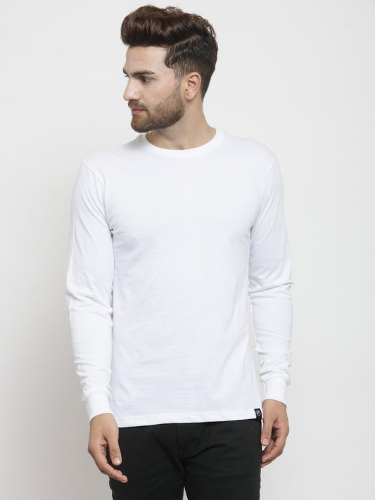 Men Solid Round Neck with rib Full Sleeve T-shirt - Friskers