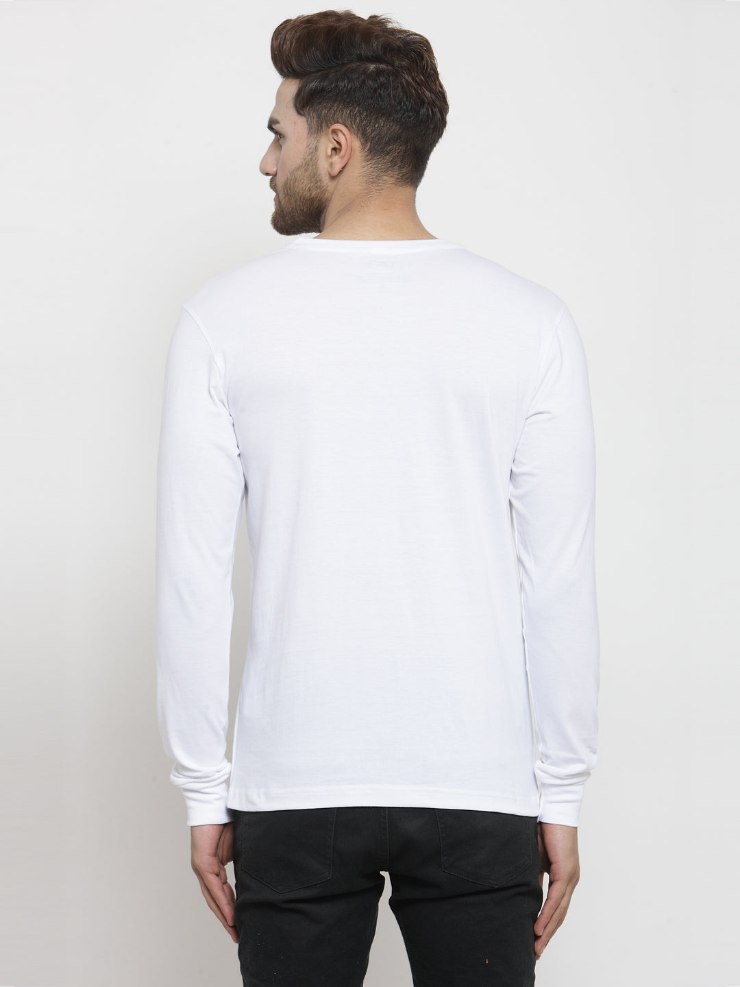 Men Solid Round Neck with rib Full Sleeve T-shirt - Friskers
