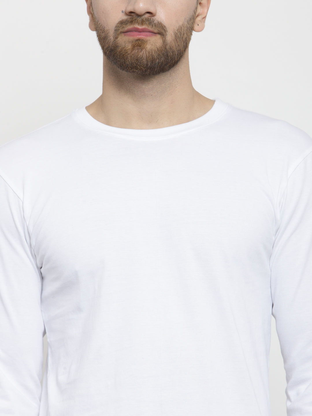 Men Solid Round Neck with rib Full Sleeve T-shirt - Friskers