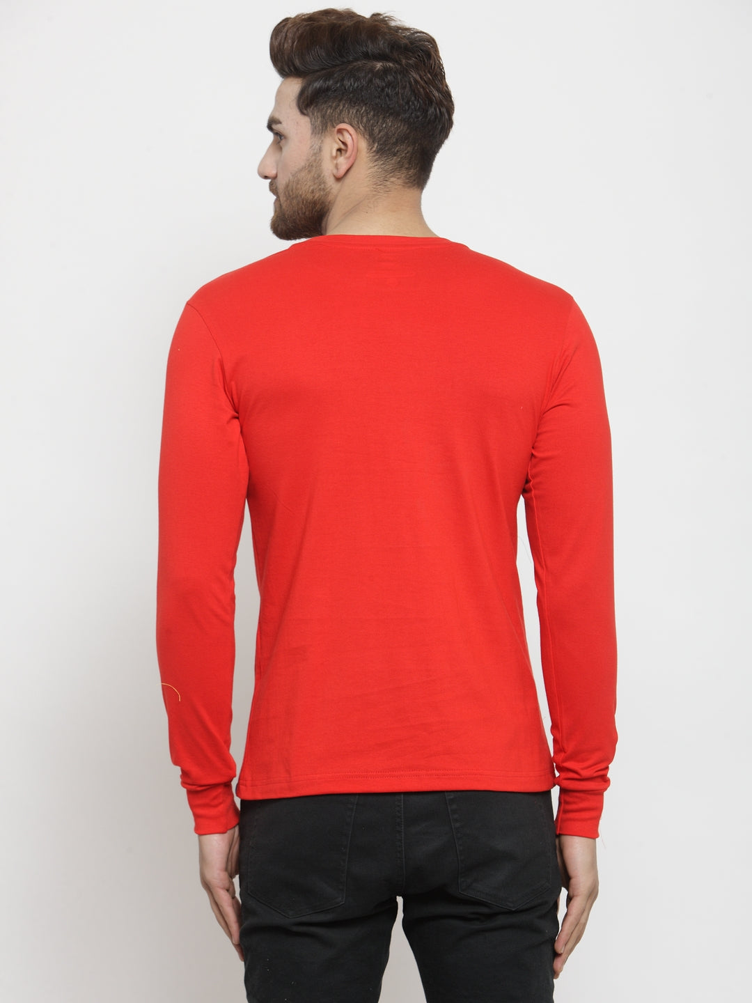 Men Solid Round Neck with rib Full Sleeve T-shirt - Friskers