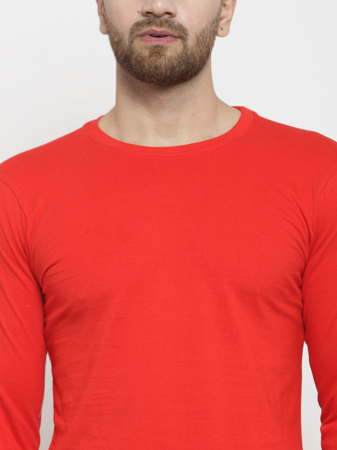 Men Solid Round Neck with rib Full Sleeve T-shirt - Friskers