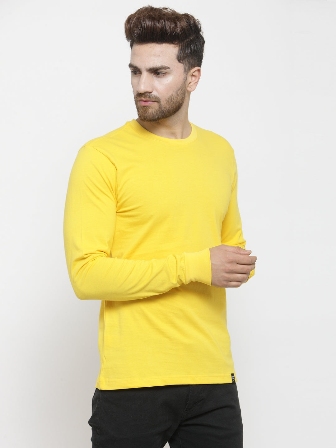 Men Solid Round Neck with rib Full Sleeve T-shirt - Friskers