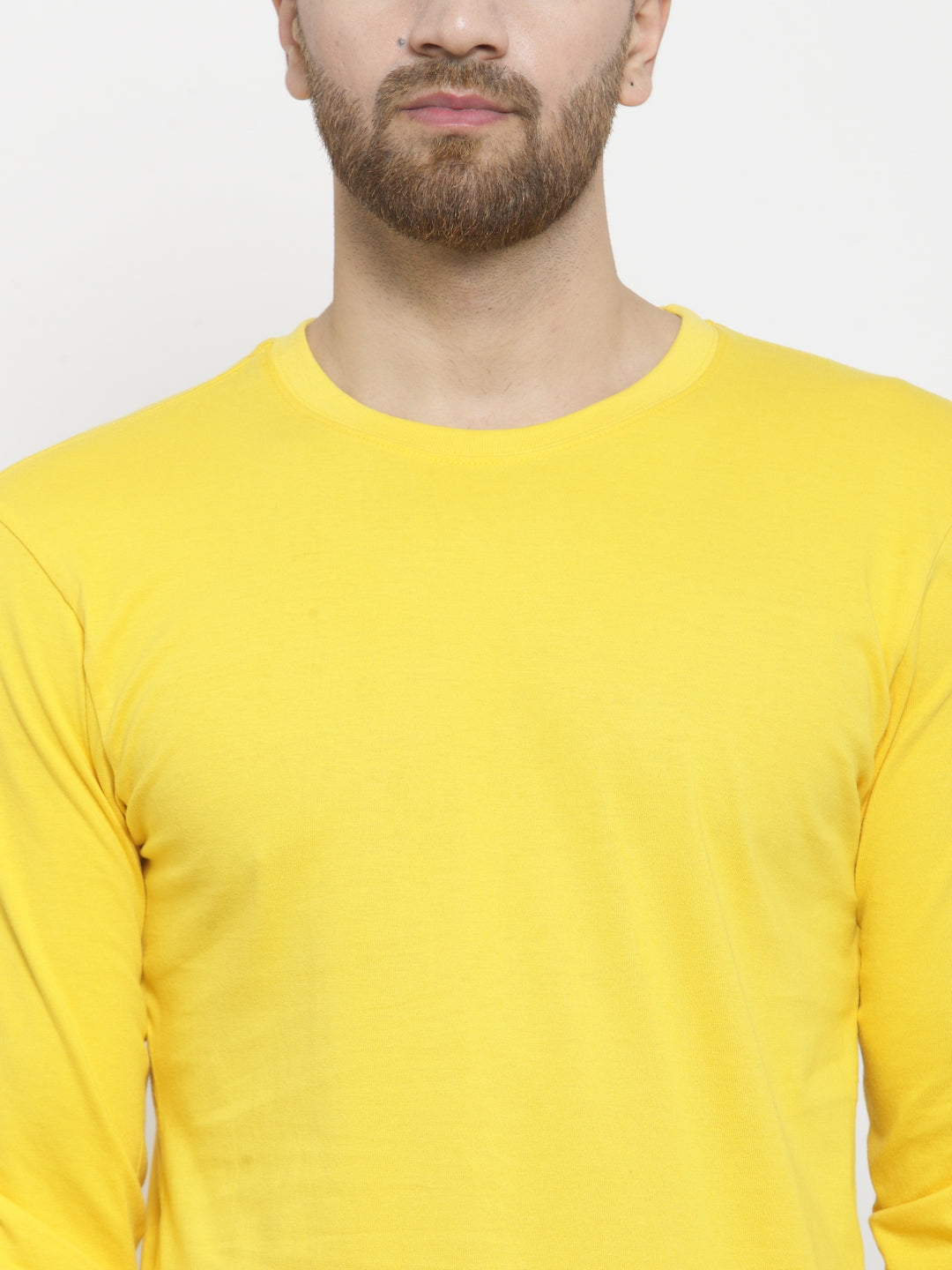 Men Solid Round Neck with rib Full Sleeve T-shirt - Friskers
