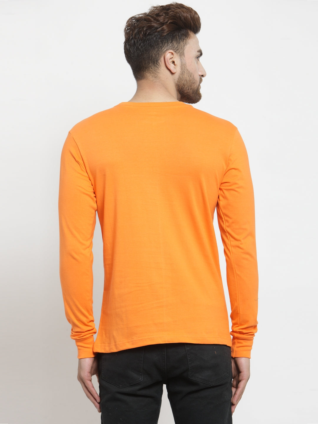 Men Solid Round Neck with rib Full Sleeve T-shirt - Friskers