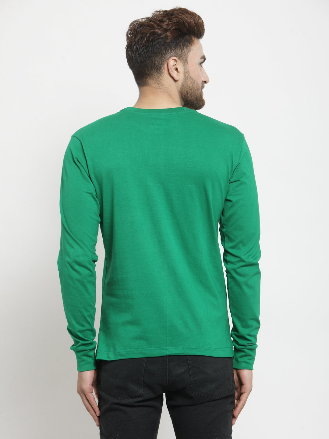 Men Solid Round Neck with rib Full Sleeve T-shirt - Friskers