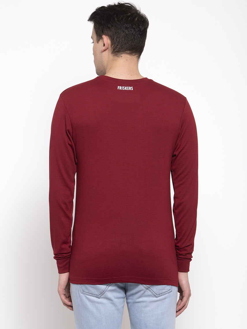 Men Solid Round Neck with rib Full Sleeve T-shirt - Friskers