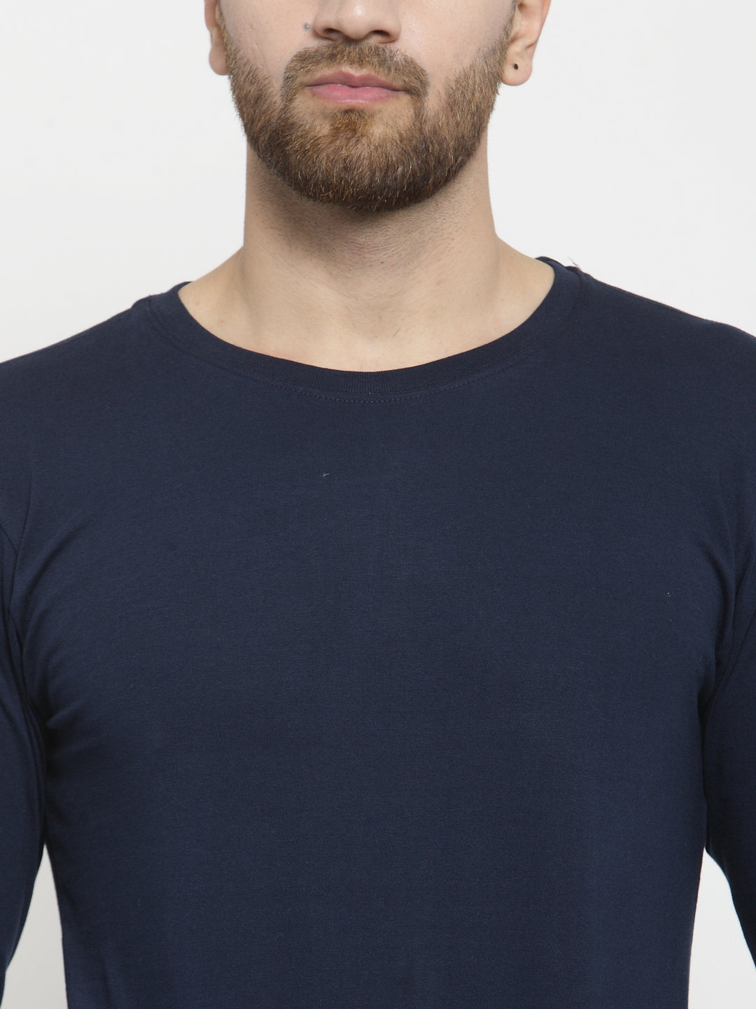 Men Solid Round Neck with rib Full Sleeve T-shirt - Friskers