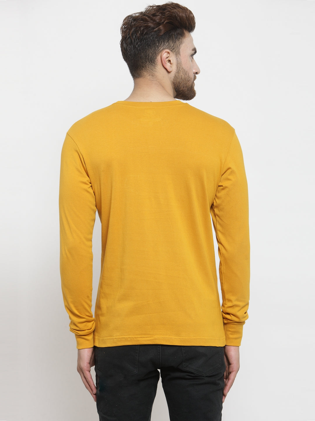 Men Solid Round Neck with rib Full Sleeve T-shirt - Friskers