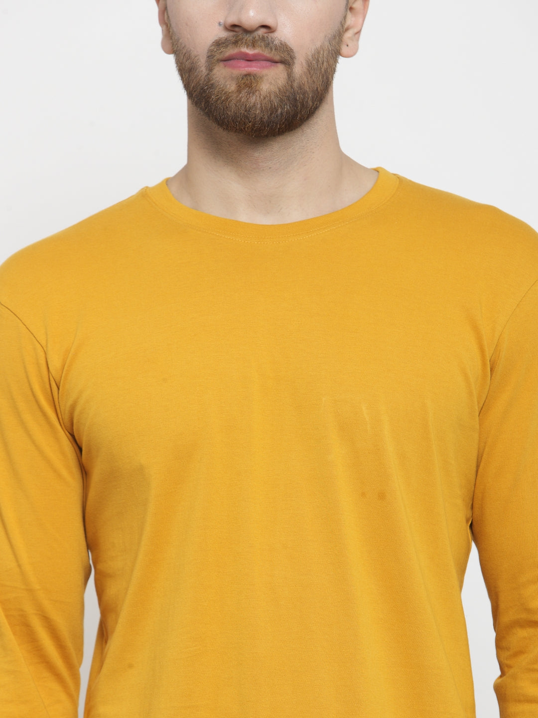 Men Solid Round Neck with rib Full Sleeve T-shirt - Friskers