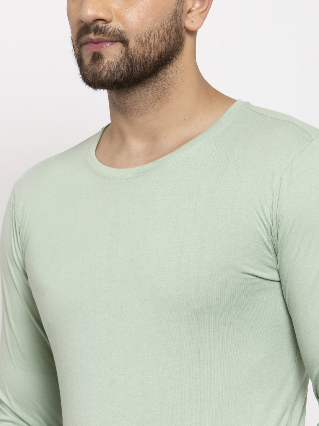 Men Solid Round Neck with rib Full Sleeve T-shirt - Friskers