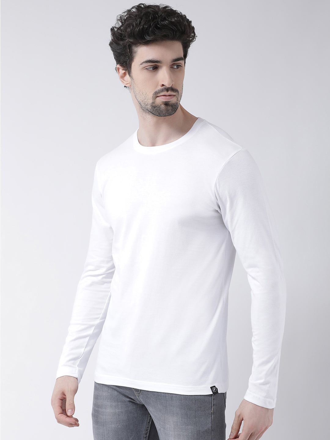 Men Solid Round Neck Full Sleeve T-shirt - Friskers