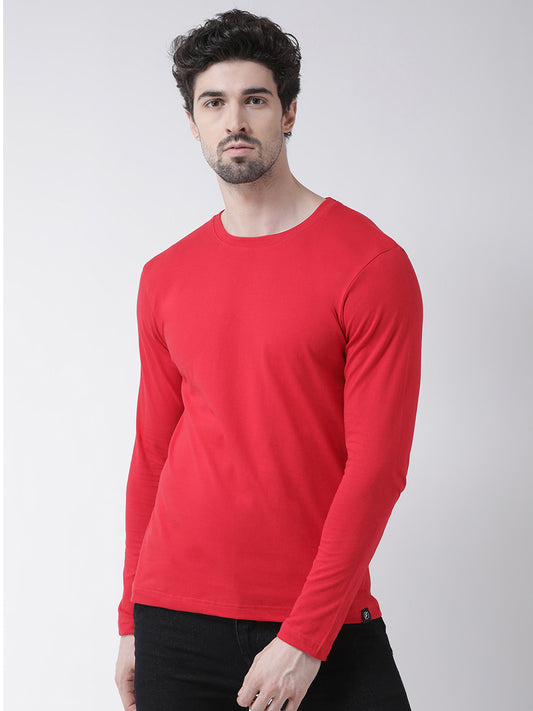 Men Solid Round Neck Full Sleeve T-shirt - Friskers