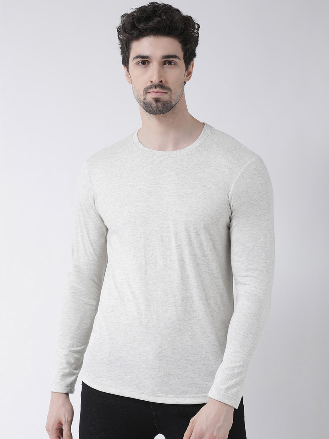 Men Solid Round Neck Full Sleeve T-shirt - Friskers