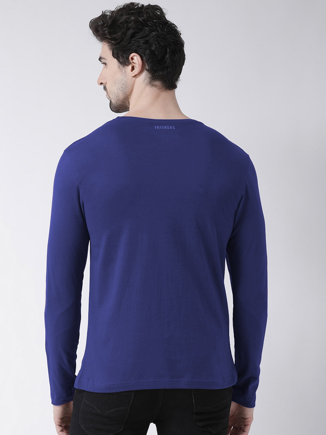 Men Solid Round Neck Full Sleeve T-shirt - Friskers