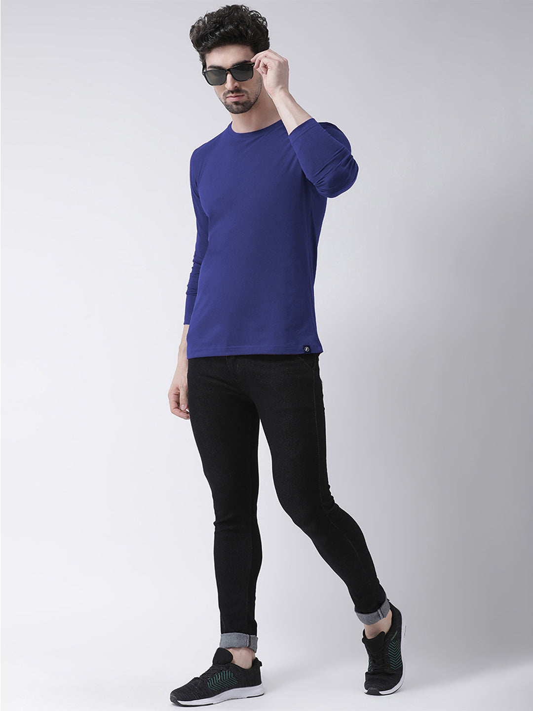 Men Solid Round Neck Full Sleeve T-shirt - Friskers