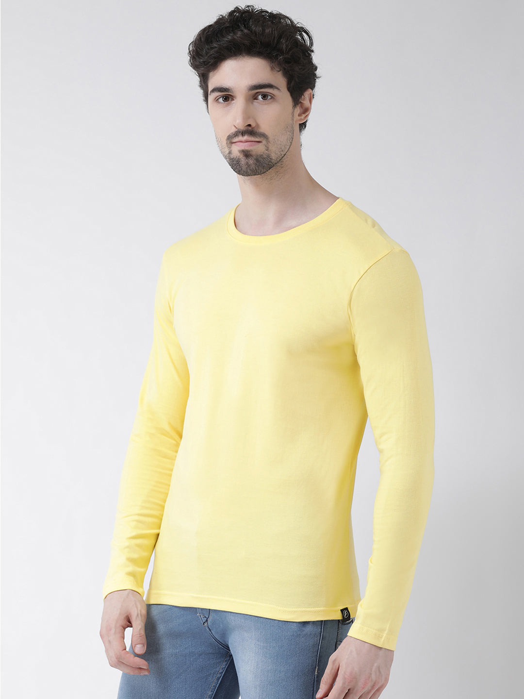 Men Solid Round Neck Full Sleeve T-shirt - Friskers