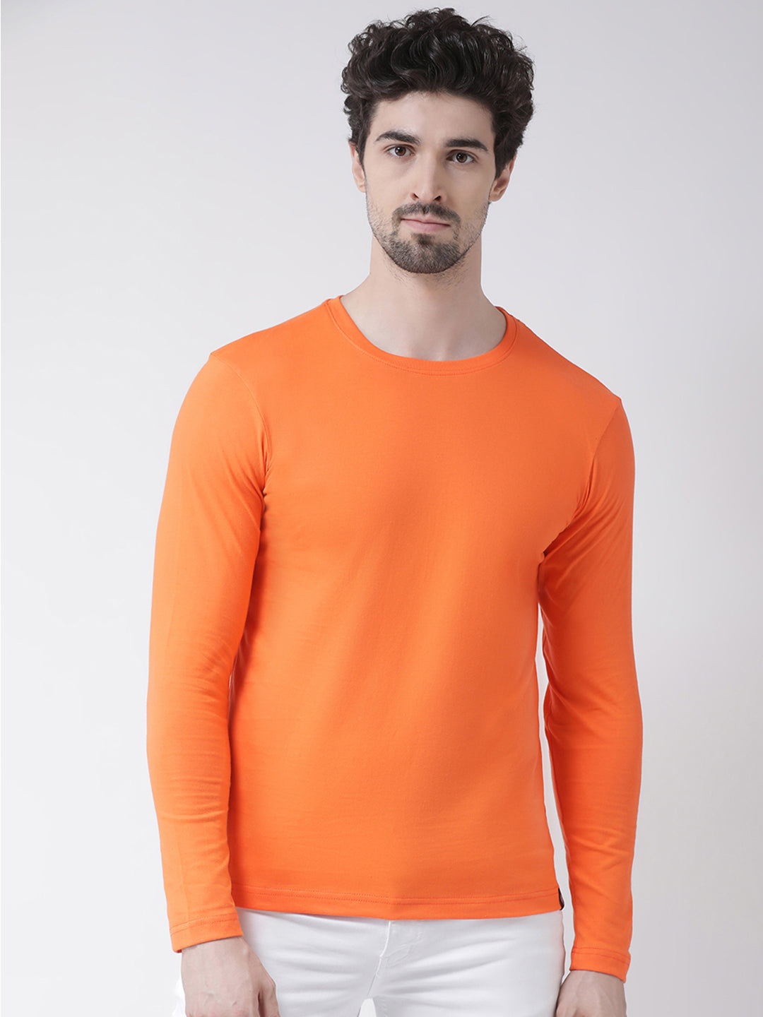 Men Solid Round Neck Full Sleeve T-shirt - Friskers