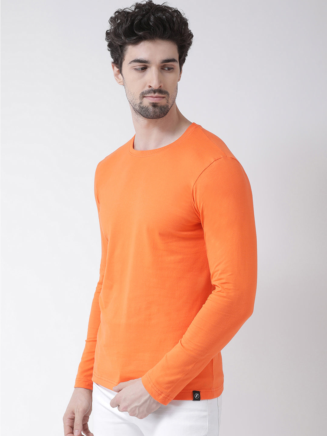 Men Solid Round Neck Full Sleeve T-shirt - Friskers