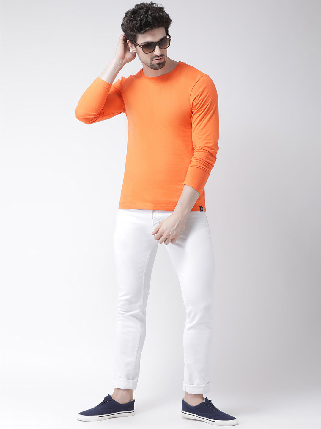 Men Solid Round Neck Full Sleeve T-shirt - Friskers