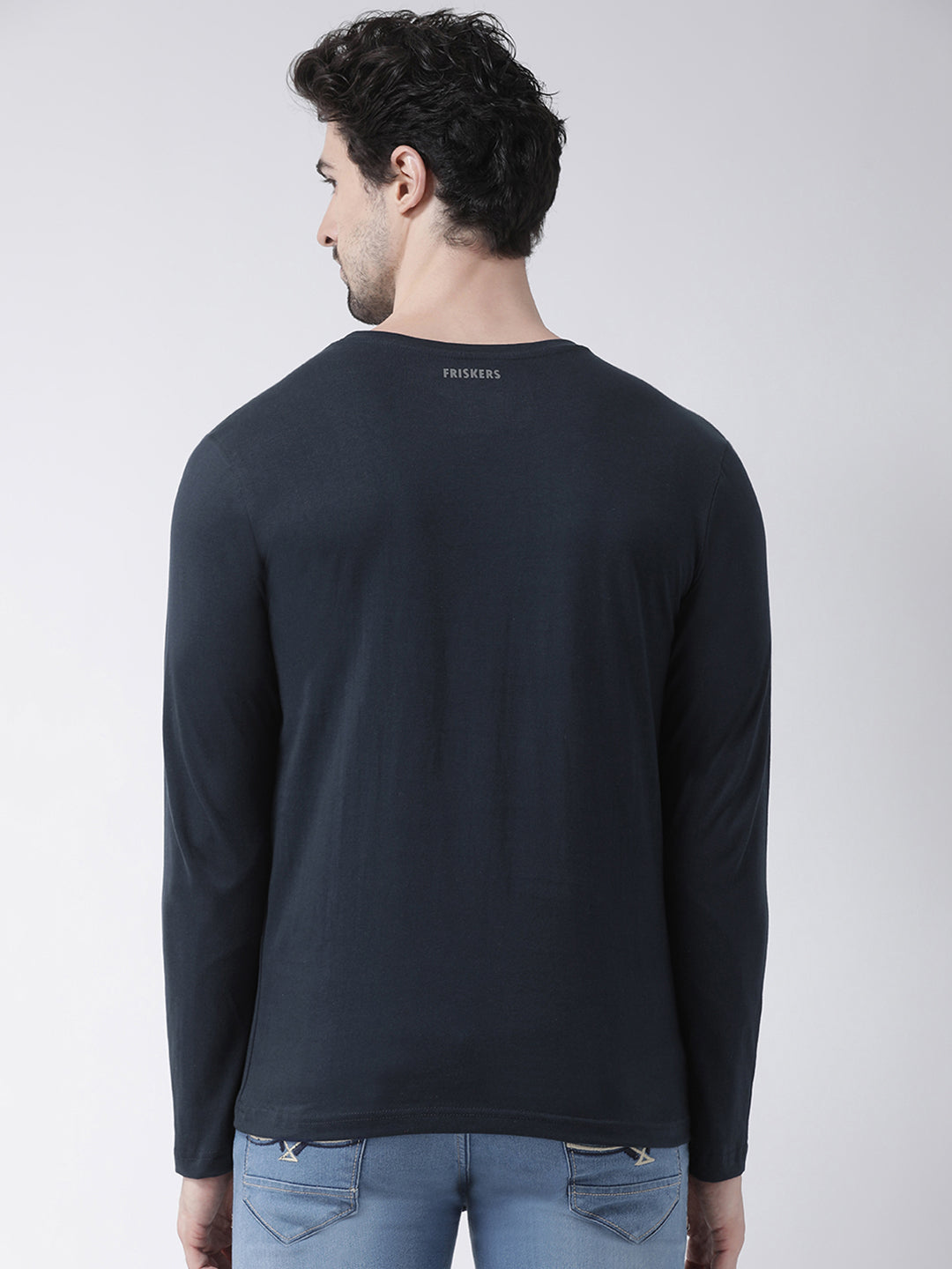 Men Solid Round Neck Full Sleeve T-shirt - Friskers