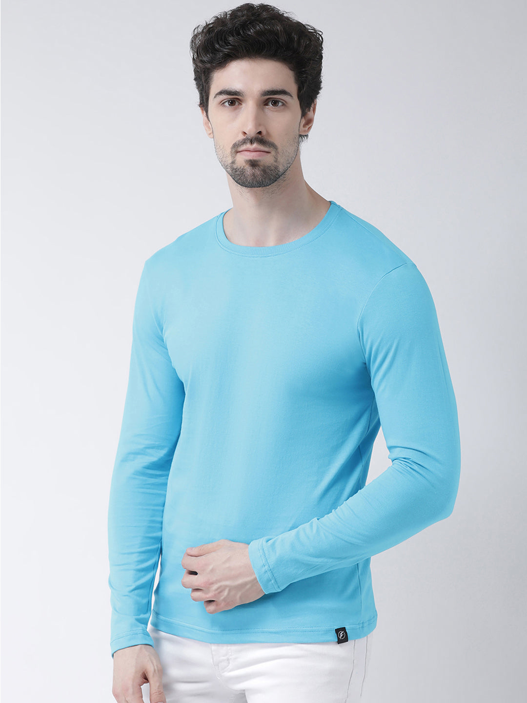Men Solid Round Neck Full Sleeve T-shirt - Friskers