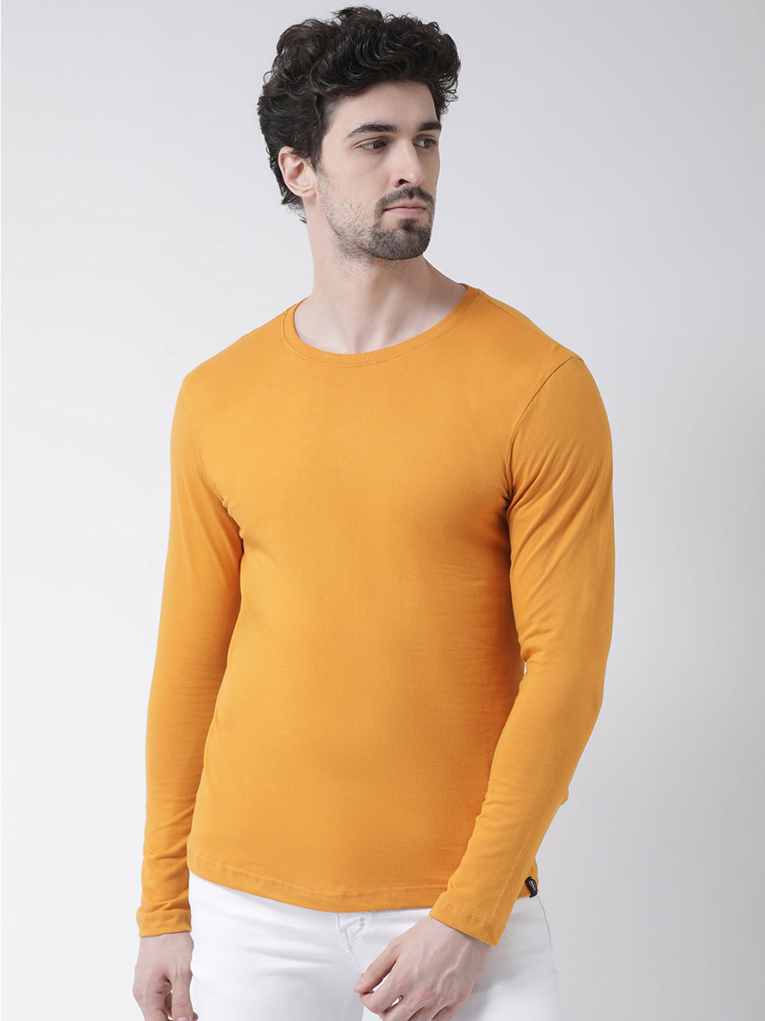 Men Solid Round Neck Full Sleeve T-shirt - Friskers