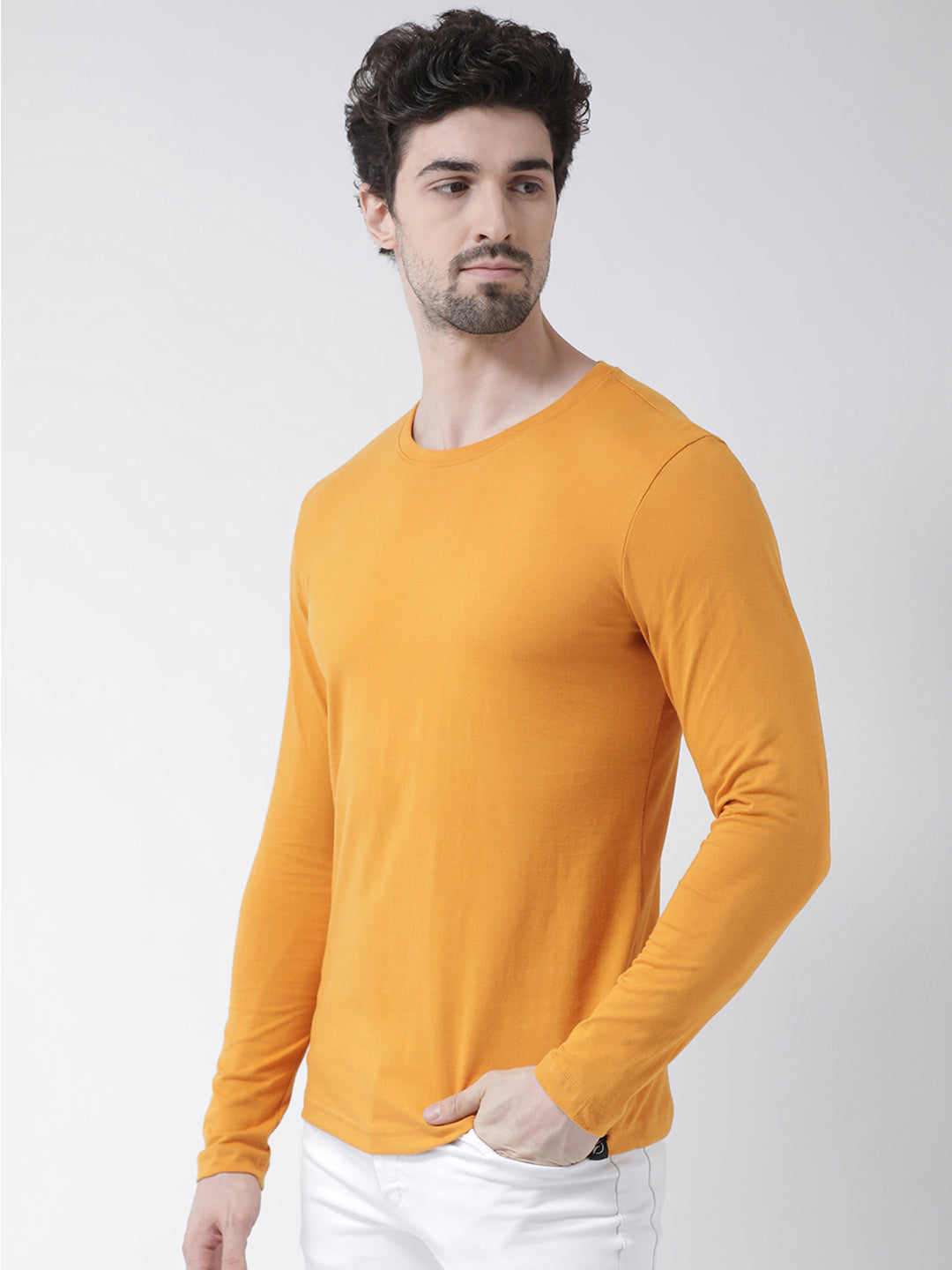 Men Solid Round Neck Full Sleeve T-shirt - Friskers