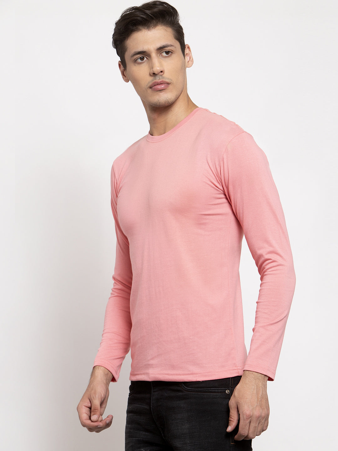 Men Solid Round Neck Full Sleeve T-shirt - Friskers