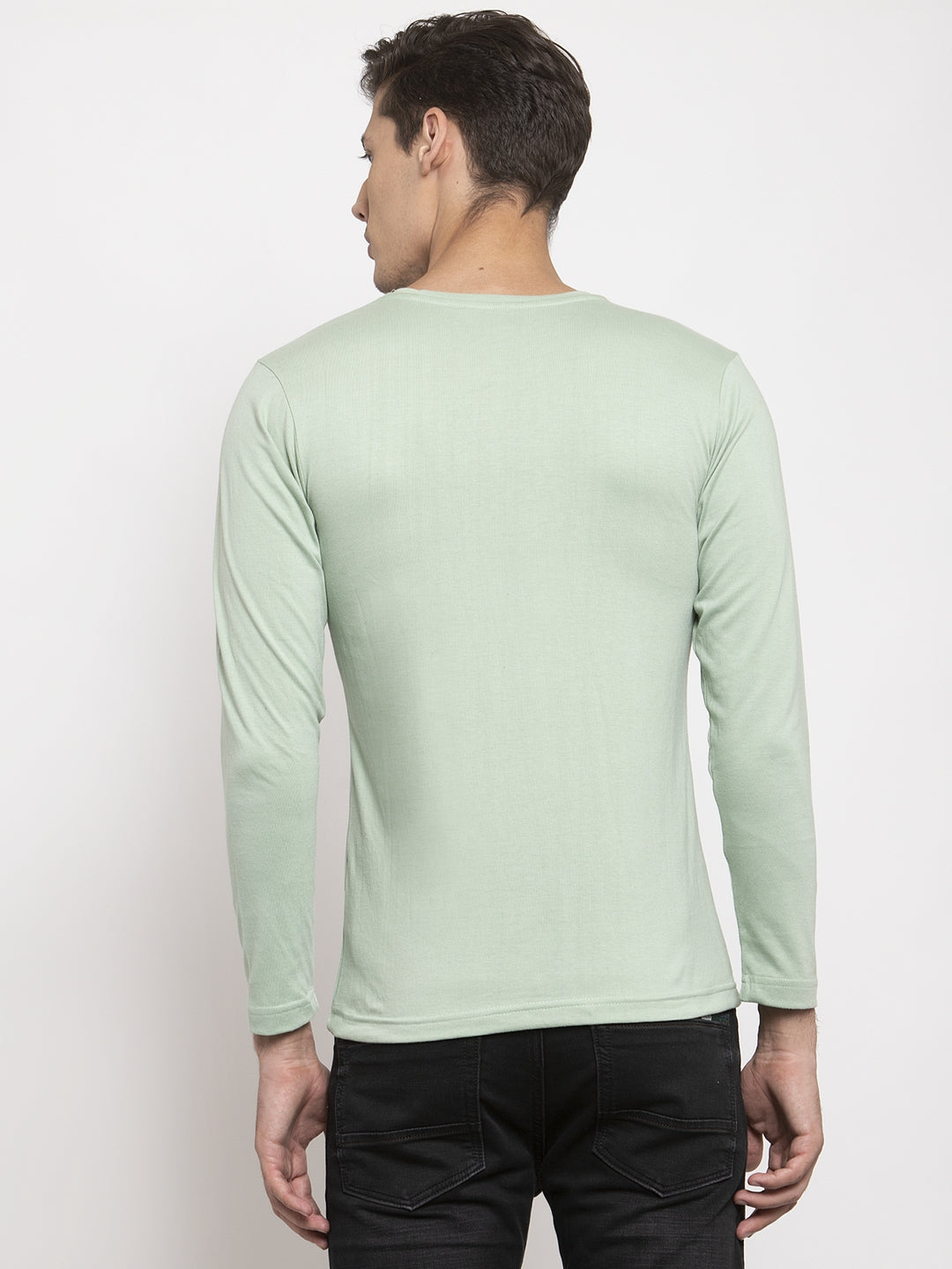 Men Solid Round Neck Full Sleeve T-shirt - Friskers
