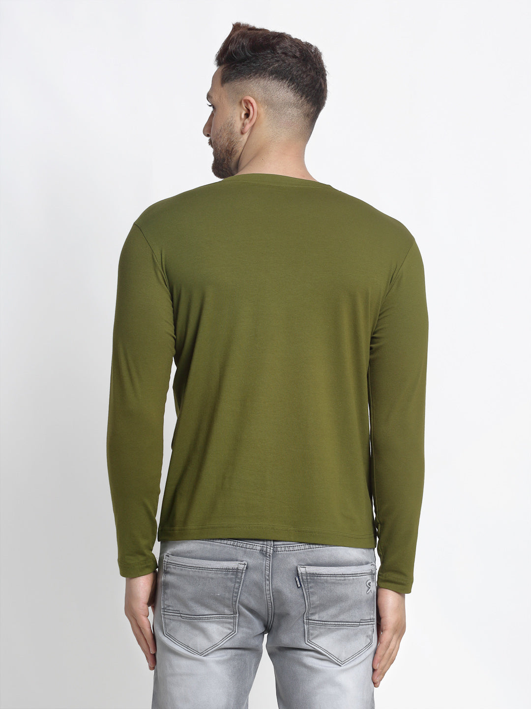 Men Solid Round Neck Full Sleeve T-shirt - Friskers