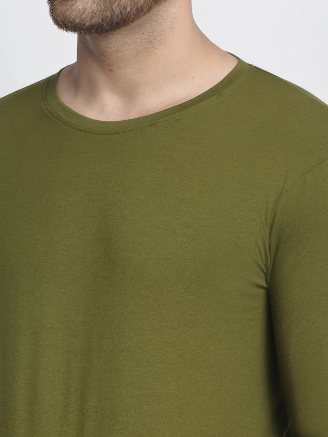 Men Solid Round Neck Full Sleeve T-shirt - Friskers