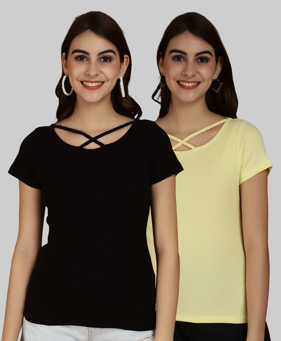 Friskers Pack Of 2 Solid X-Line Neck Top - Friskers