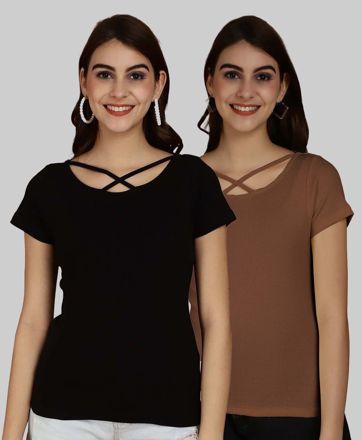 Friskers Pack Of 2 Solid X-Line Neck Top - Friskers