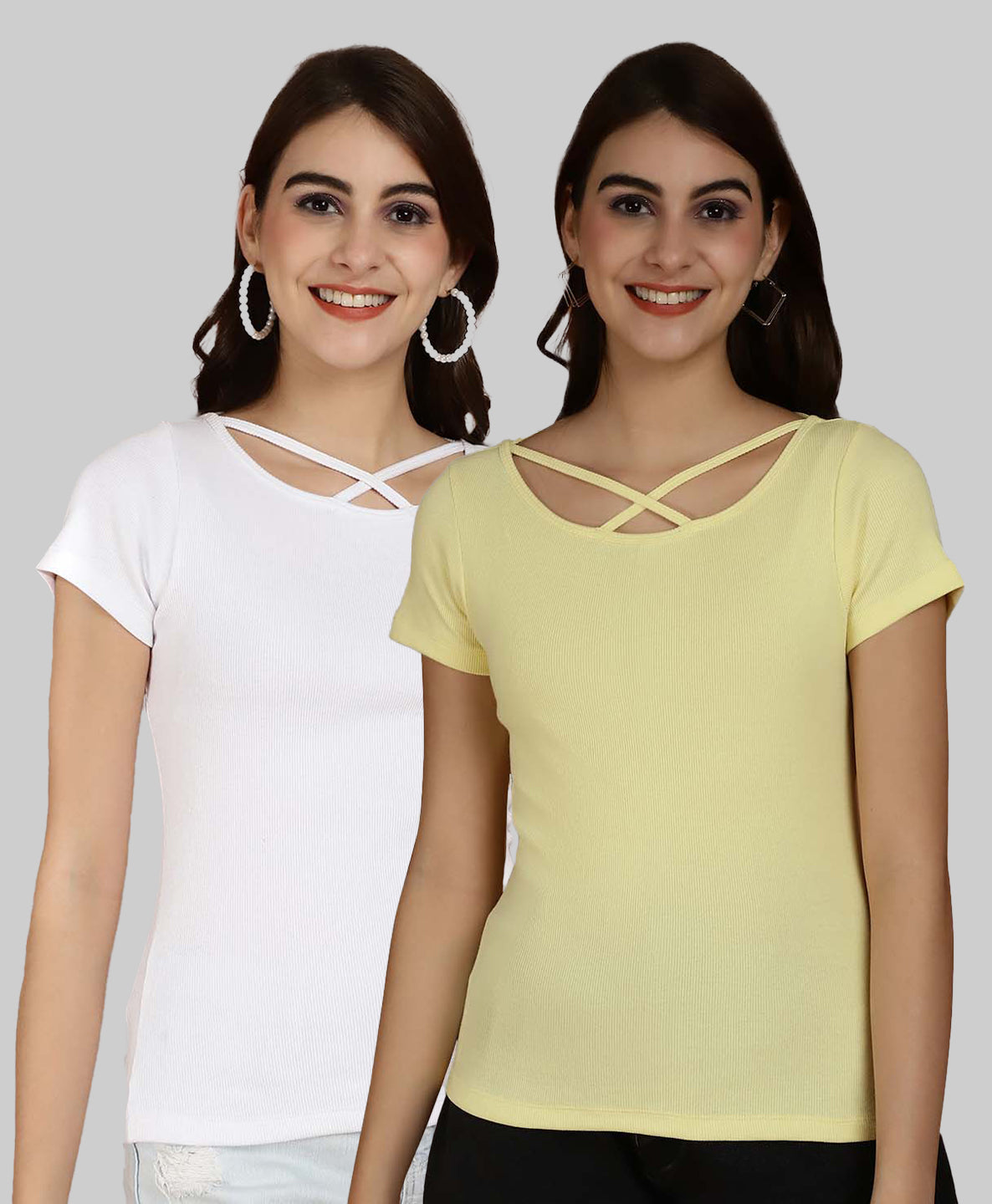 Friskers Pack Of 2 Solid X-Line Neck Top - Friskers