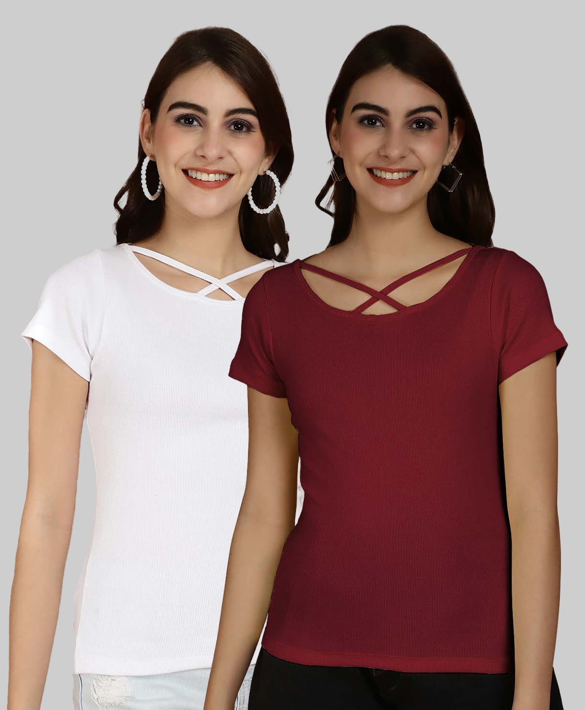 Friskers Pack Of 2 Solid X-Line Neck Top - Friskers