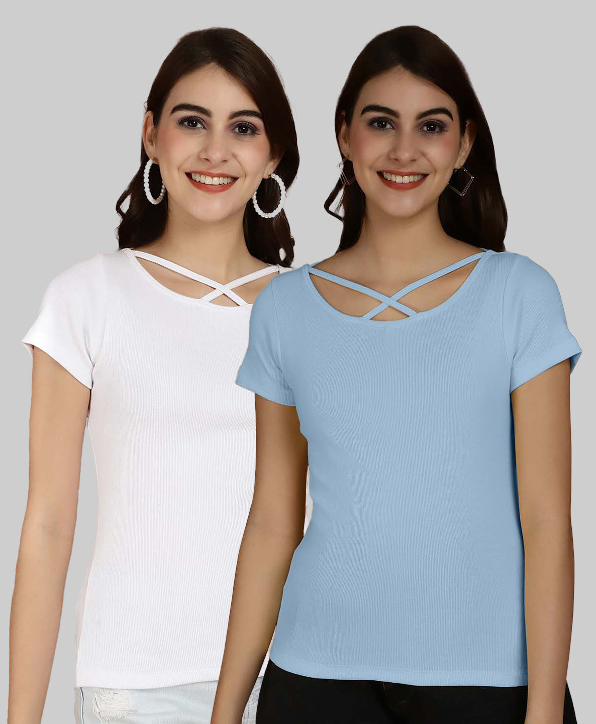 Friskers Pack Of 2 Solid X-Line Neck Top - Friskers