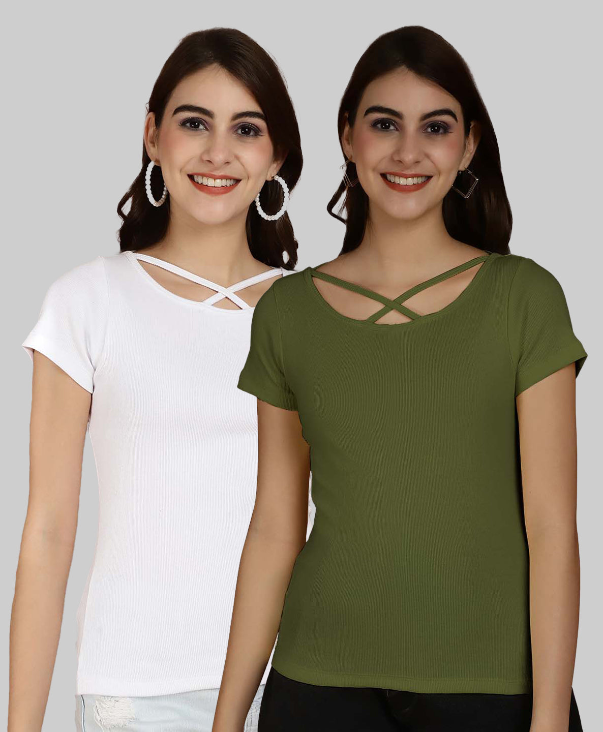 Friskers Pack Of 2 Solid X-Line Neck Top - Friskers