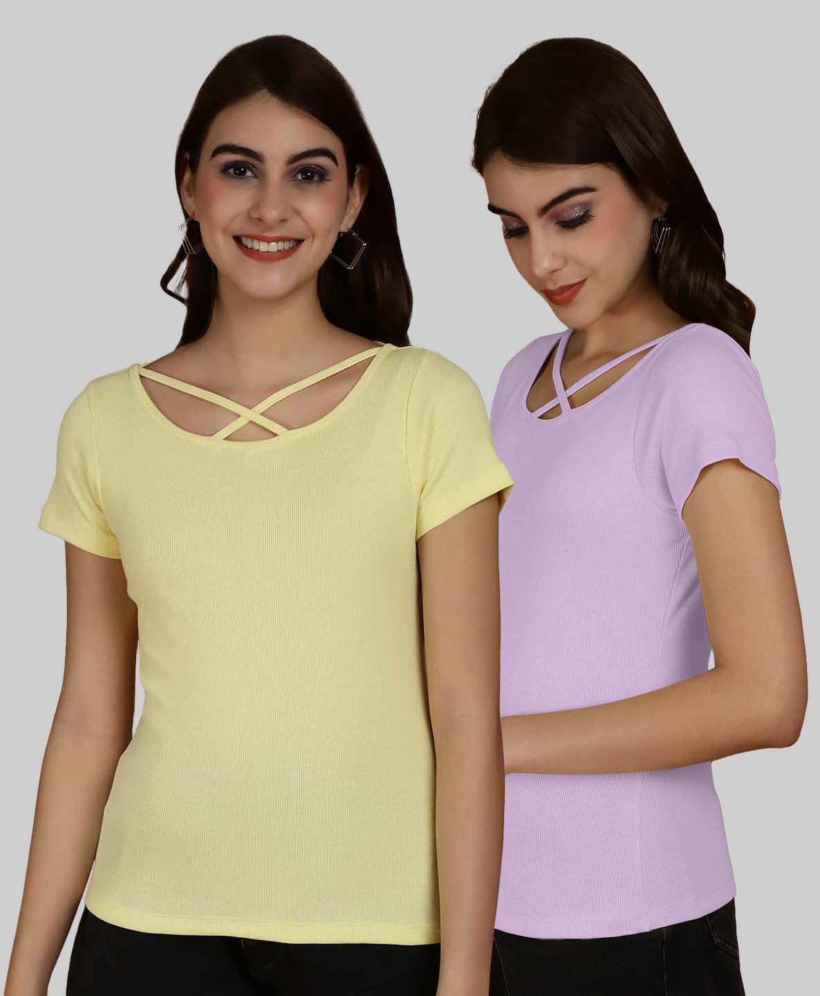 Friskers Pack Of 2 Solid X-Line Neck Top - Friskers