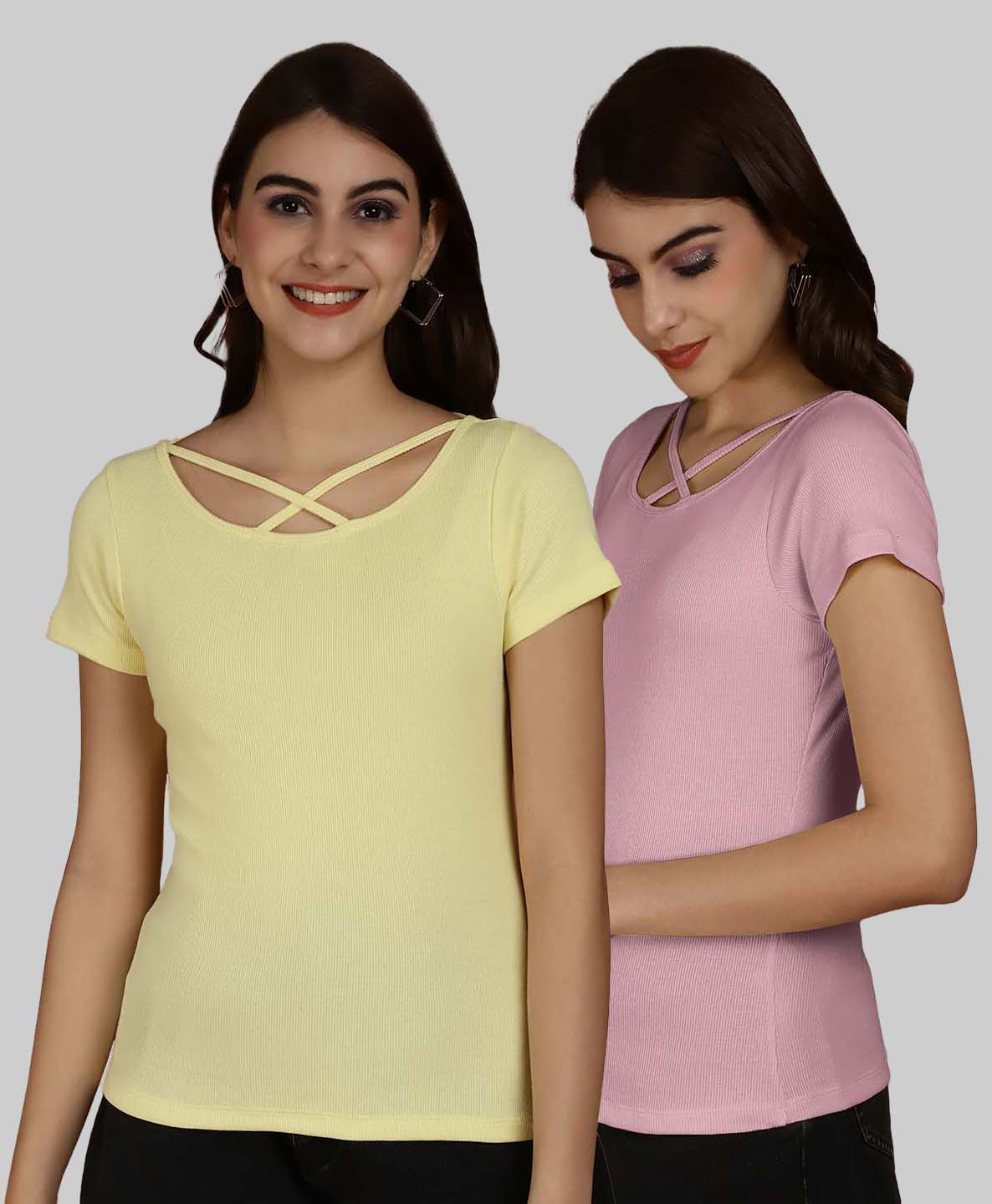 Friskers Pack Of 2 Solid X-Line Neck Top - Friskers