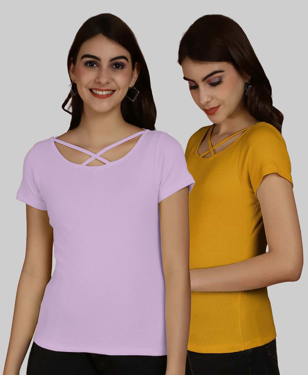 Friskers Pack Of 2 Solid X-Line Neck Top - Friskers