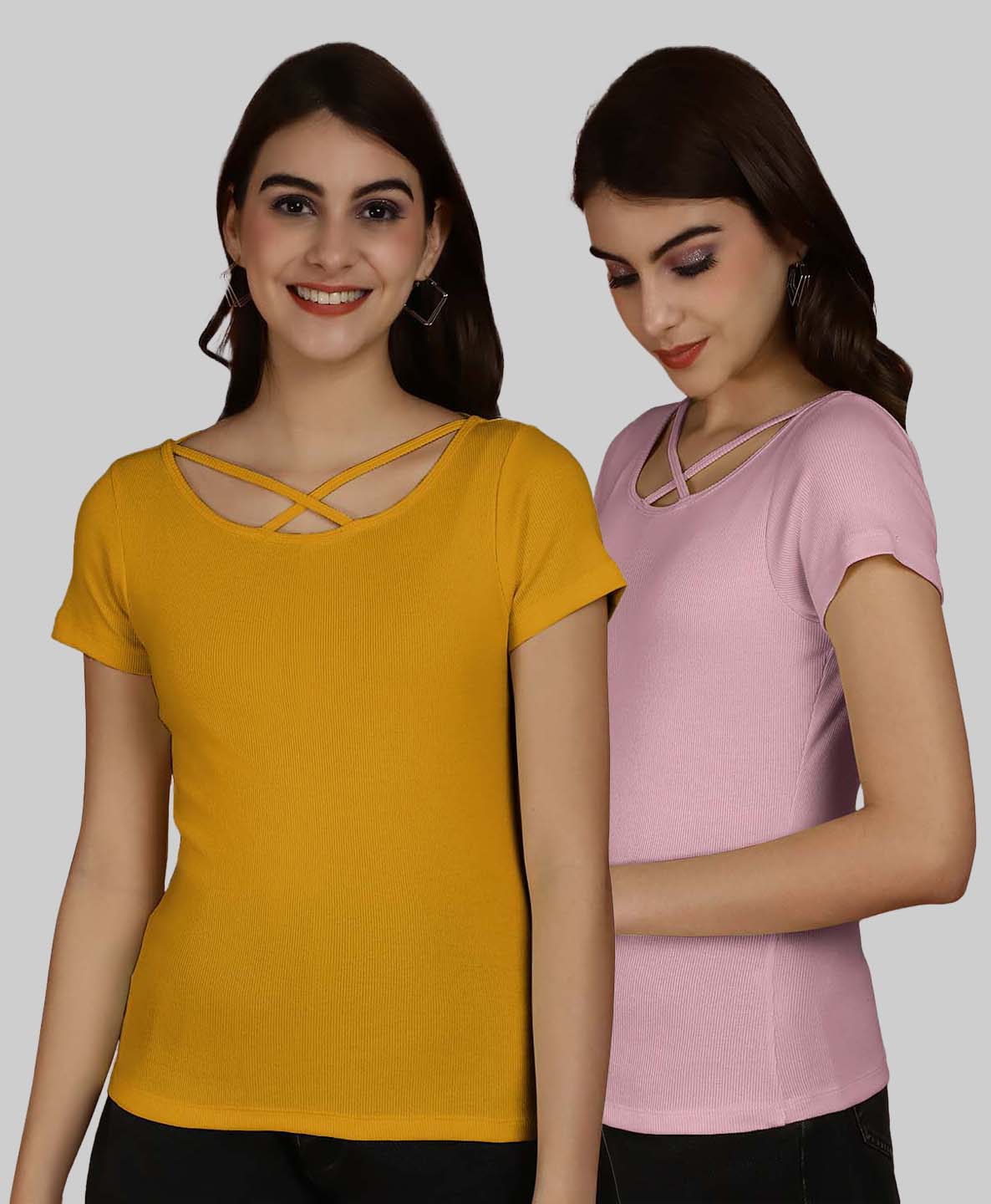 Friskers Pack Of 2 Solid X-Line Neck Top - Friskers